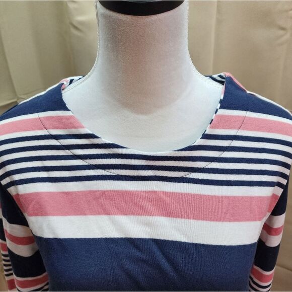 Hasting & Smith Pink and Blue Striped Casual Top Size Large - Picture 4 of 8